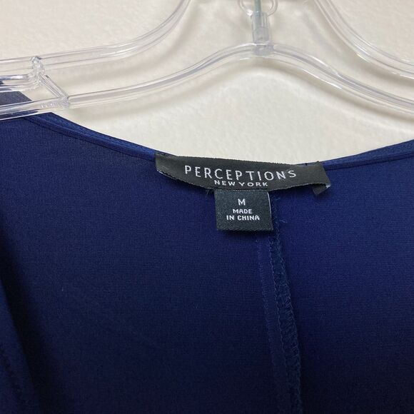 Perceptions New York NWT Midi Dress Size M Navy Blue Knot Waist Formal or Office - Picture 4 of 8